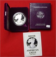 1990 S American Eagle 1 Ounce Silver Box/COA
