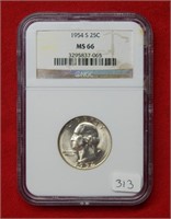 1954 S Washington Silver Quarter NGC MS66