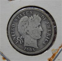 1905 O Barber Silver Dime