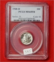 1940 D Mercury Silver Dime PCGS MS65 FB