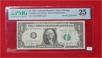 1977 $1 Federal Reserve Note Chicago PMG 25