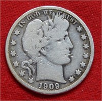 1909 O Barber Silver Half Dollar