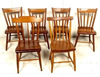 Four Striped Maple Plank Bottom Chairs, Two Others