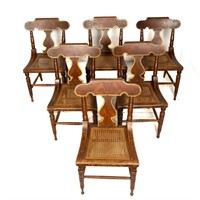 19th C Painted Cane Bottom Chairs (6)