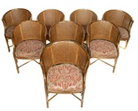 Rattan Cane Back Arm Chairs
