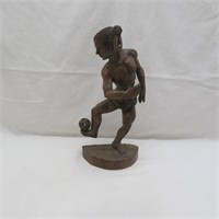 Statue - Asian Athletic - Carved Wood - Vintage