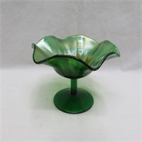 Carnival Glass Pedestal Smooth Rays Compote