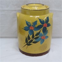 Cookie Jar w / Hand painted Flowers - Paint Wear