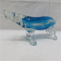 Art Glass Rhinoceros Hand Blown Figurine - Vintage