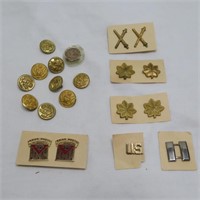 Military Buttons-Pins-Tacks - Vintage