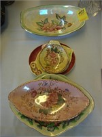 Eight 1950’s hand painted dishes consisting of