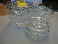 5 cut crystal rose bowls with frogs.