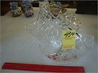 Two high handled cut crystal candy baskets.