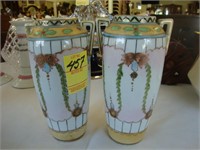 Pair of TOC hand painted Nippon vases, ca 1910,