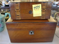 Two Victorian mahogany boxes with Tunbridge