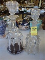 Two Edwardian crystal ribbed decanters, 12” and