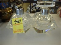 1950’s heavy crystal cologne bottle and atomizer.