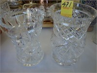 Two heavy cut crystal vases, 6” & 7".