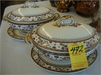 Pair of 19th century Minton sauce tureens with