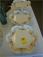 Three TOC porcelain dessert pedestals with swag