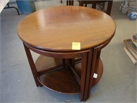 24" round Art Moderne side table with 4 smaller