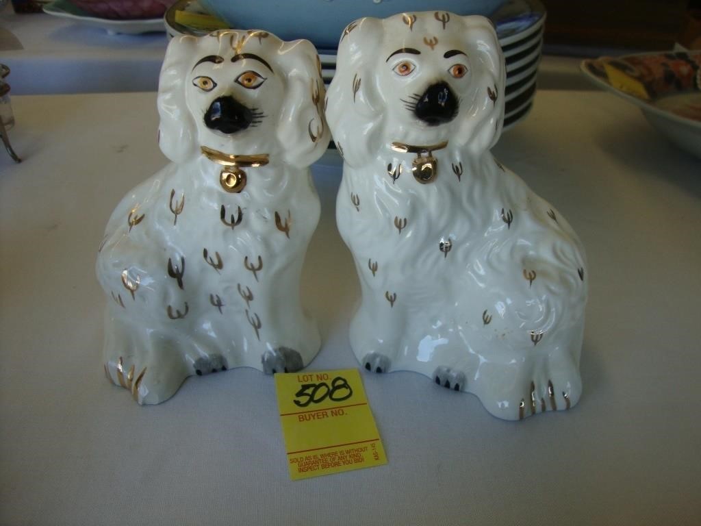 Pair of wee miniature 5" white Staffordshire