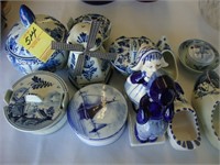 Twelve pieces of hand painted blue and white
