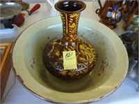 TOC 13" stoneware mixing bowl along with vase.