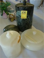 Four stone jars, 2" white onyx.