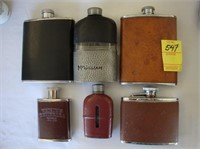 Six vintage hip flask.