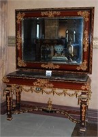 Console and Mirror with Gold Decoration