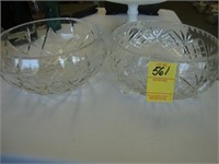 Two heavy cut crystal 7" diameter bowls.