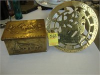 Small Scottish embossed brass box with Terrier