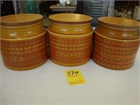 Three Hornsea amber 1970’s canisters in Saffron