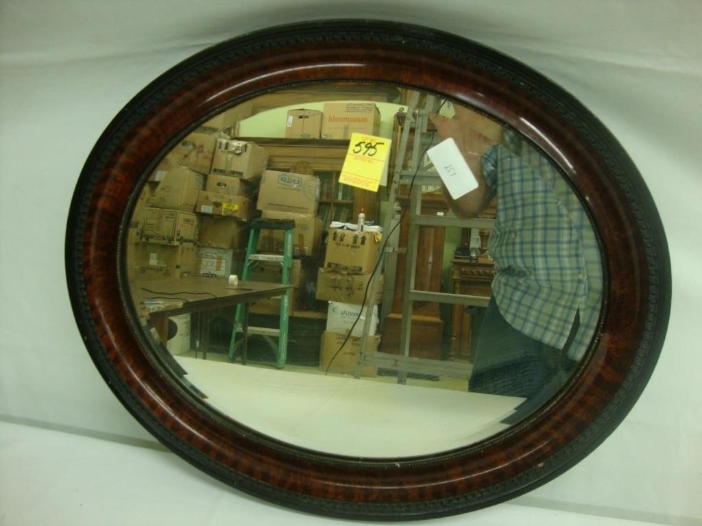 Oval Edwardian wall mirror, 19” x 23".