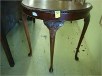 Carved mahogany Queen Anne half table 29” tall x