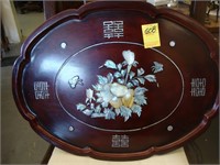 Oriental mother of pearl folding table, 15" x
