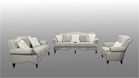 Vogue Quilted  Linen Gray Sofa Set of 3