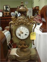 19th century French green onyx mantel clock with