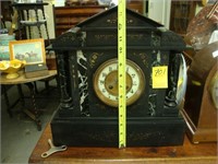 Victorian black slate 8-day mantel clock with