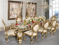 Platine Rococo Dining Table Set of 9 (KIT)