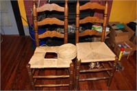Vintage chairs with repair twine