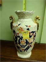 Edwardian ironstone vase with polychromed