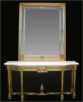 Gold Console and Mirror Set of 2