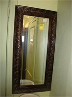 Narrow beveled wall mirror, 15” x 30".