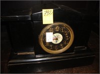 Neo-classical black Victorian mantel clock, ca