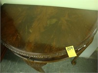 Flame mahogany Queen Anne hall table with drawer,