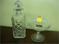 Square cut crystal decanter along with a cut