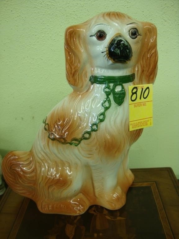 Brown and white Victorian Staffordshire spaniel,