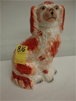 Red and white 19th century Staffordshire Spaniel,